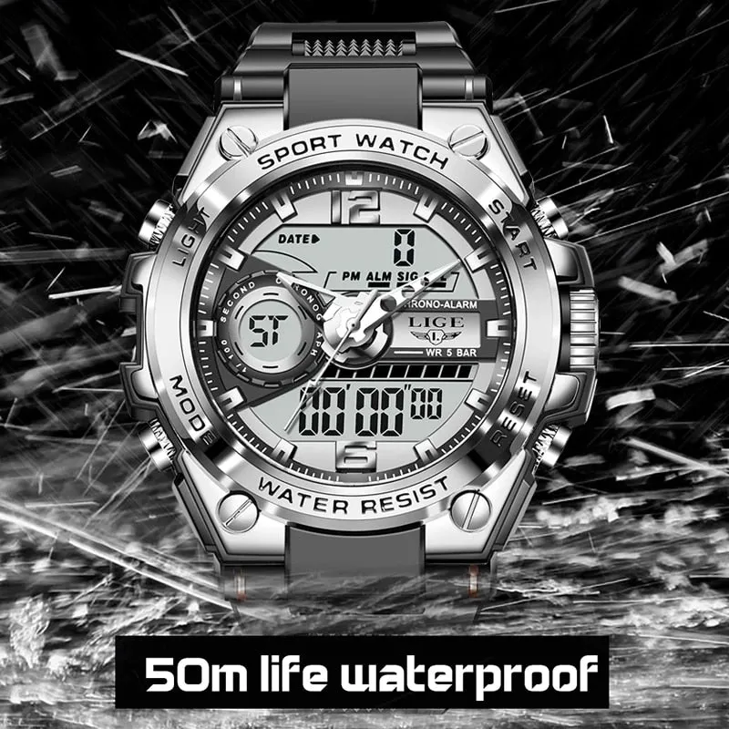 Digital Men Military Watch 50m Waterproof Wristwatch LED Quartz Clock Sport Watch Male Big Watches