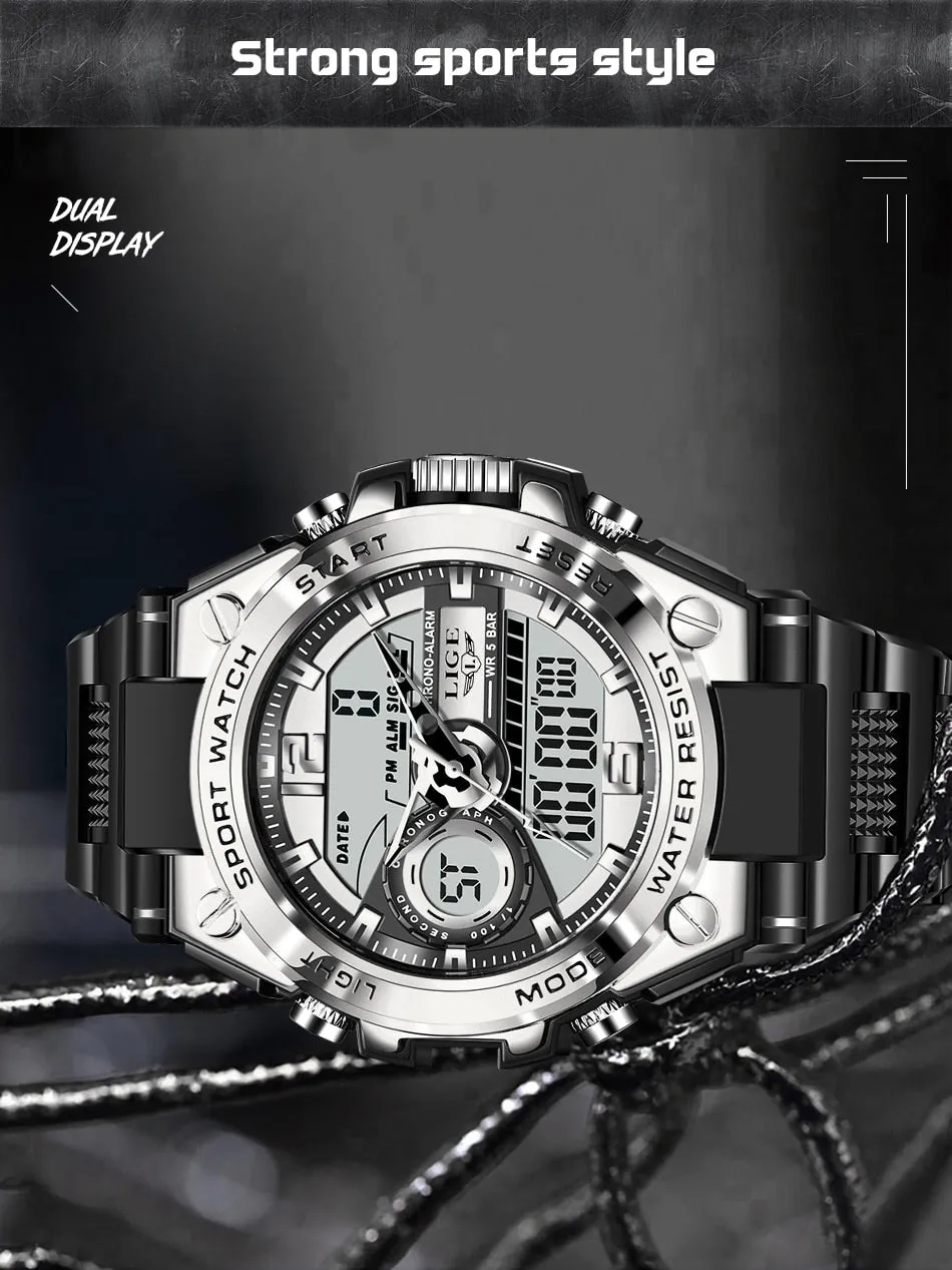 Digital Men Military Watch 50m Waterproof Wristwatch LED Quartz Clock Sport Watch Male Big Watches