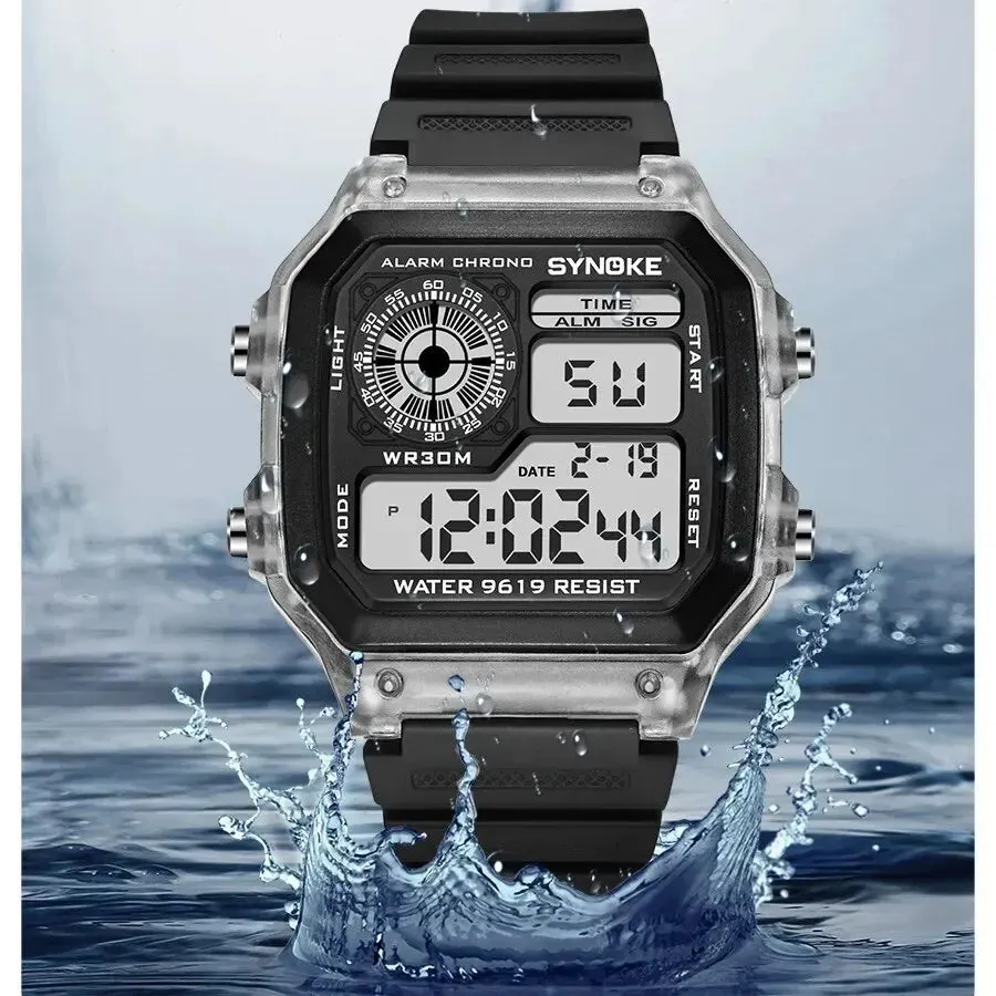 Digital Sports Watch – Waterproof Multifunction Luminous Wristwatch - 7-Color Lights