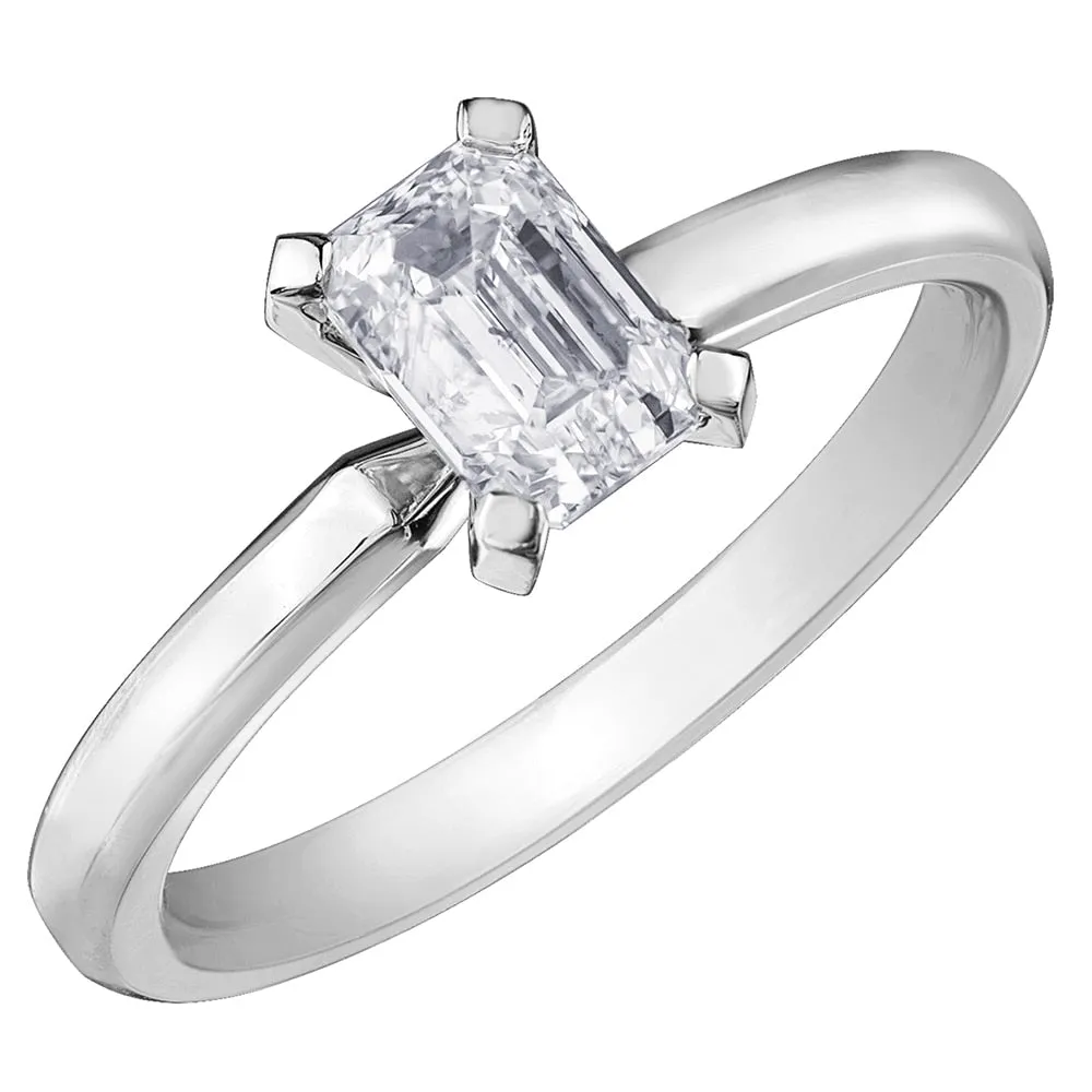Emerald Cut Canadian Diamond Solitaire Engagement Ring