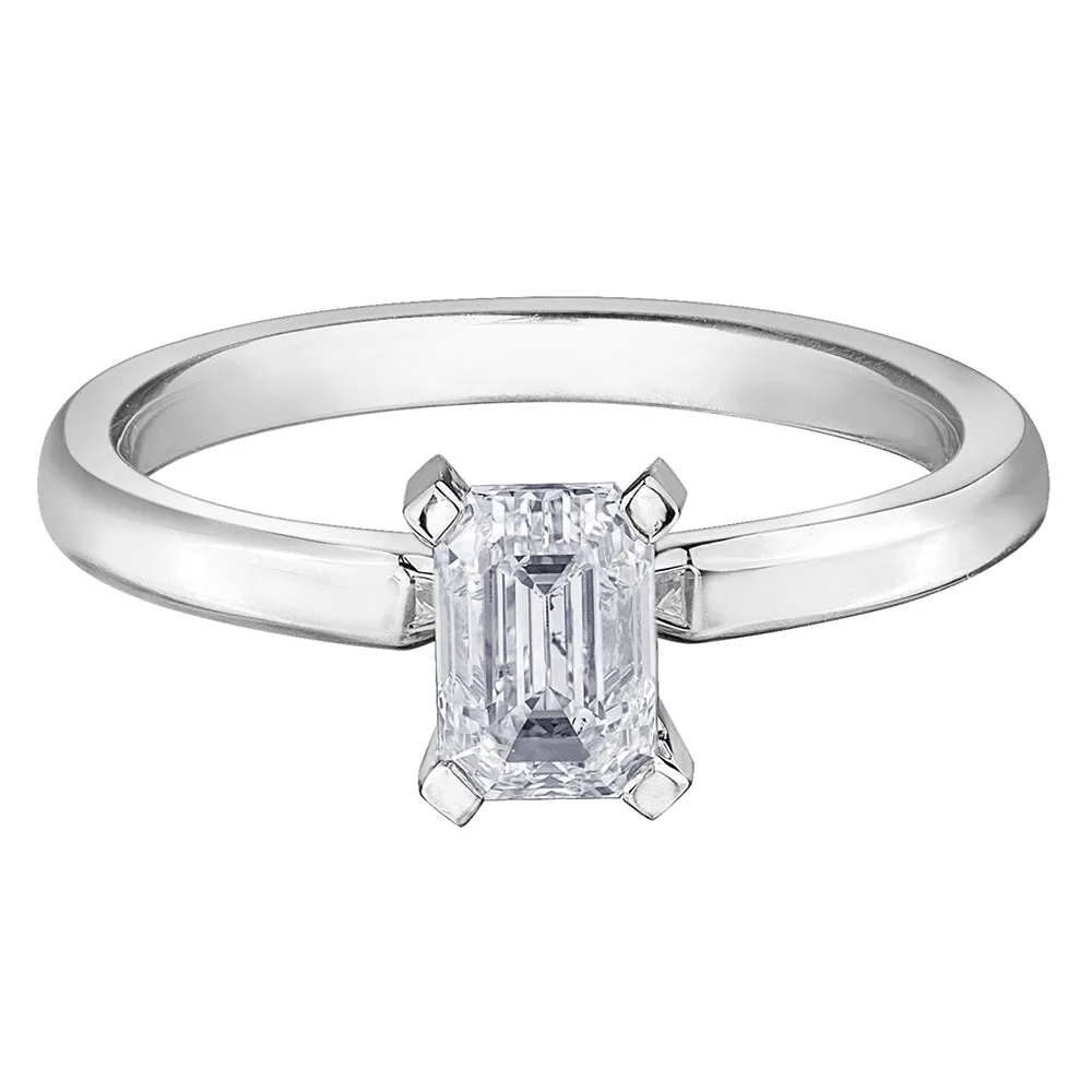 Emerald Cut Canadian Diamond Solitaire Engagement Ring