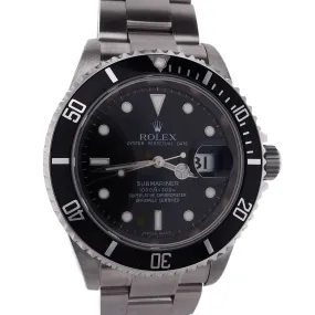 Estate Rolex STL Gents OP Date Black Dial Black Bezel Oyster Bracelet 16610 With Box & Papers C.2007