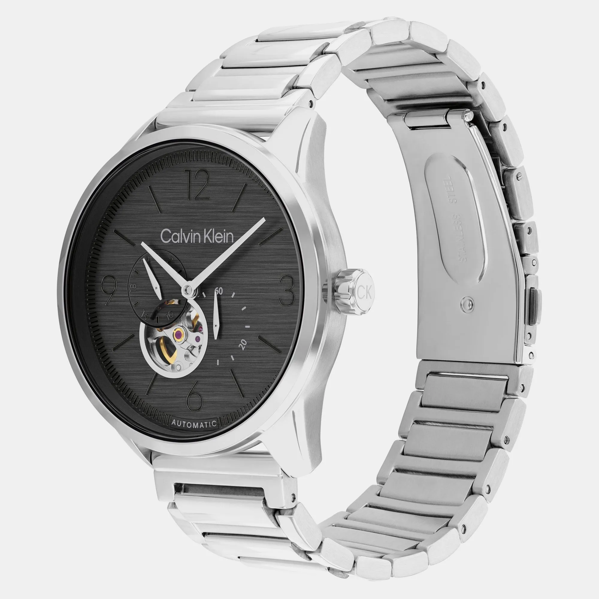 Esteem Men Grey Dial Automatic Multi-Function Stainless Steel Watch 25200387