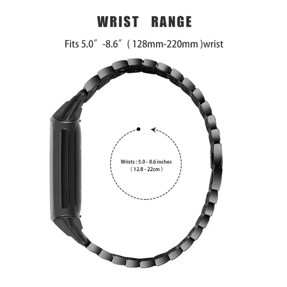 Fitbit Charge 5 triple row rhinestone watch strap - Black / White