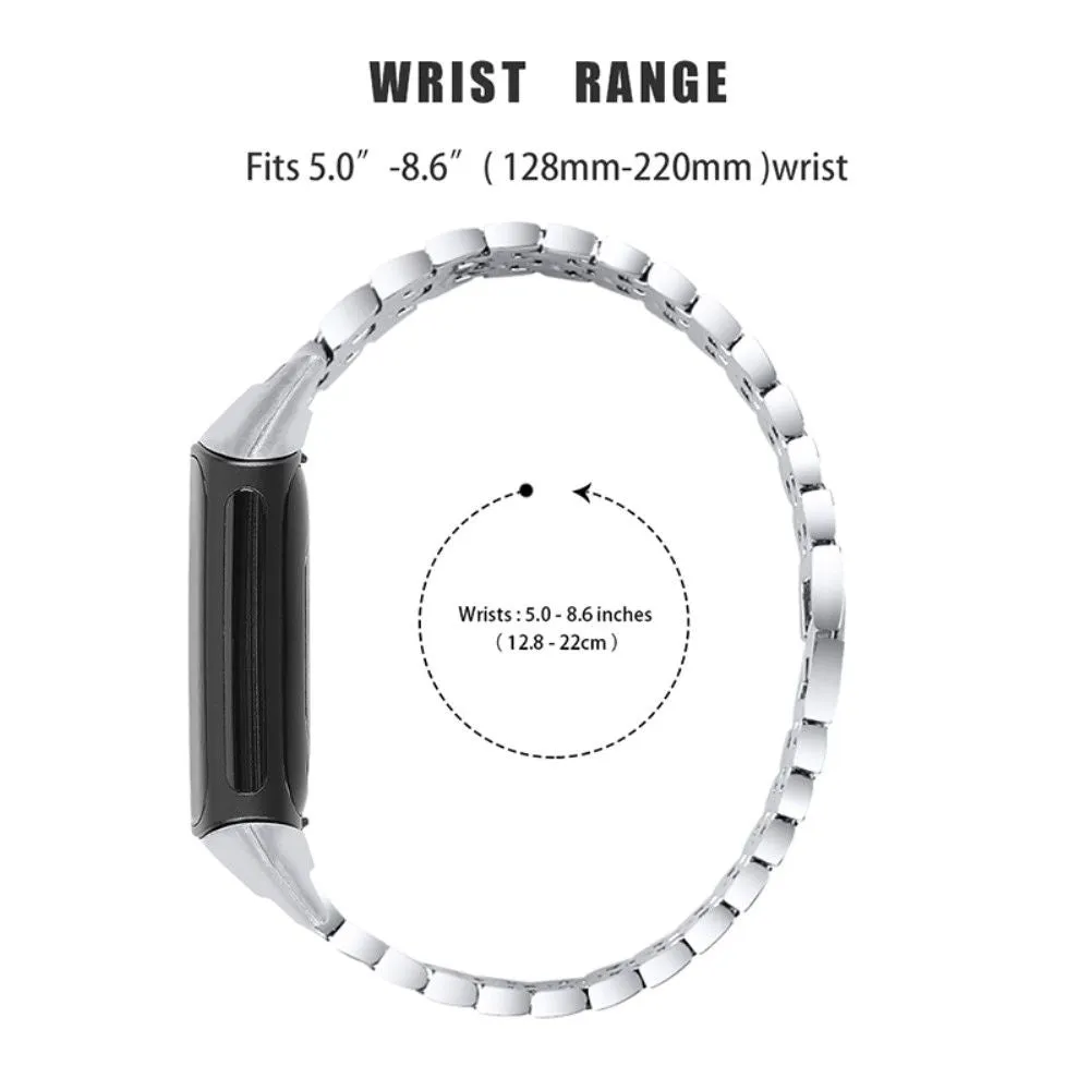 Fitbit Charge 5 triple row rhinestone watch strap - Silver / Black