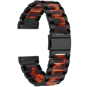 Fitbit Sense / Versa 3 resin in stainless steel watch strap - Black / Hawksbill Splicing