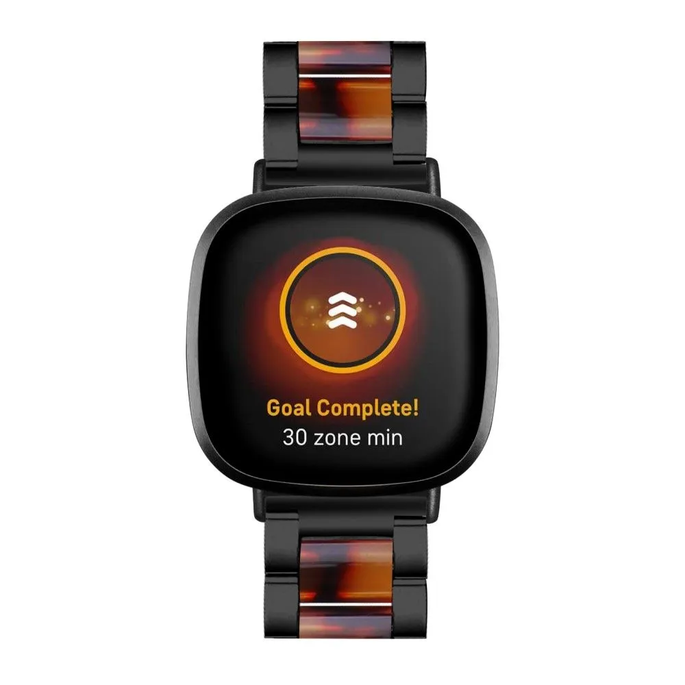 Fitbit Sense / Versa 3 resin in stainless steel watch strap - Black / Hawksbill Splicing