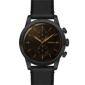 Fossil Machine Chronograph Black Leather Watch FSRR86P