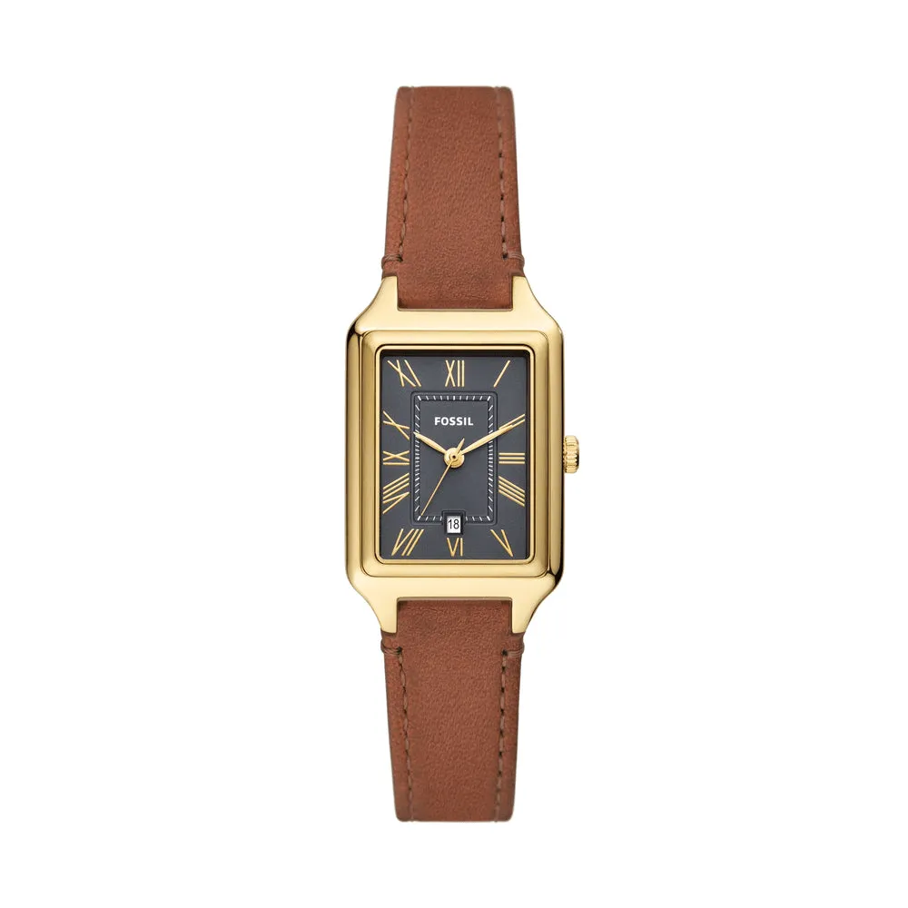 Fossil Raquel Three-Hand Date Medium Brown LiteHide Leather Watch ES5303