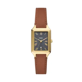 Fossil Raquel Three-Hand Date Medium Brown LiteHide Leather Watch ES5303
