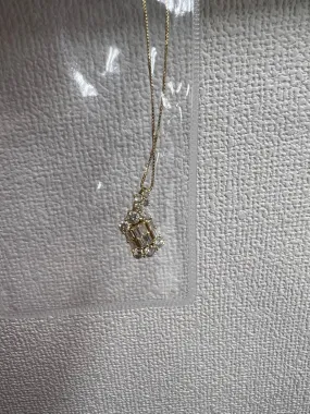 Framed Baguette Diamond Necklace 18K YG AE1588