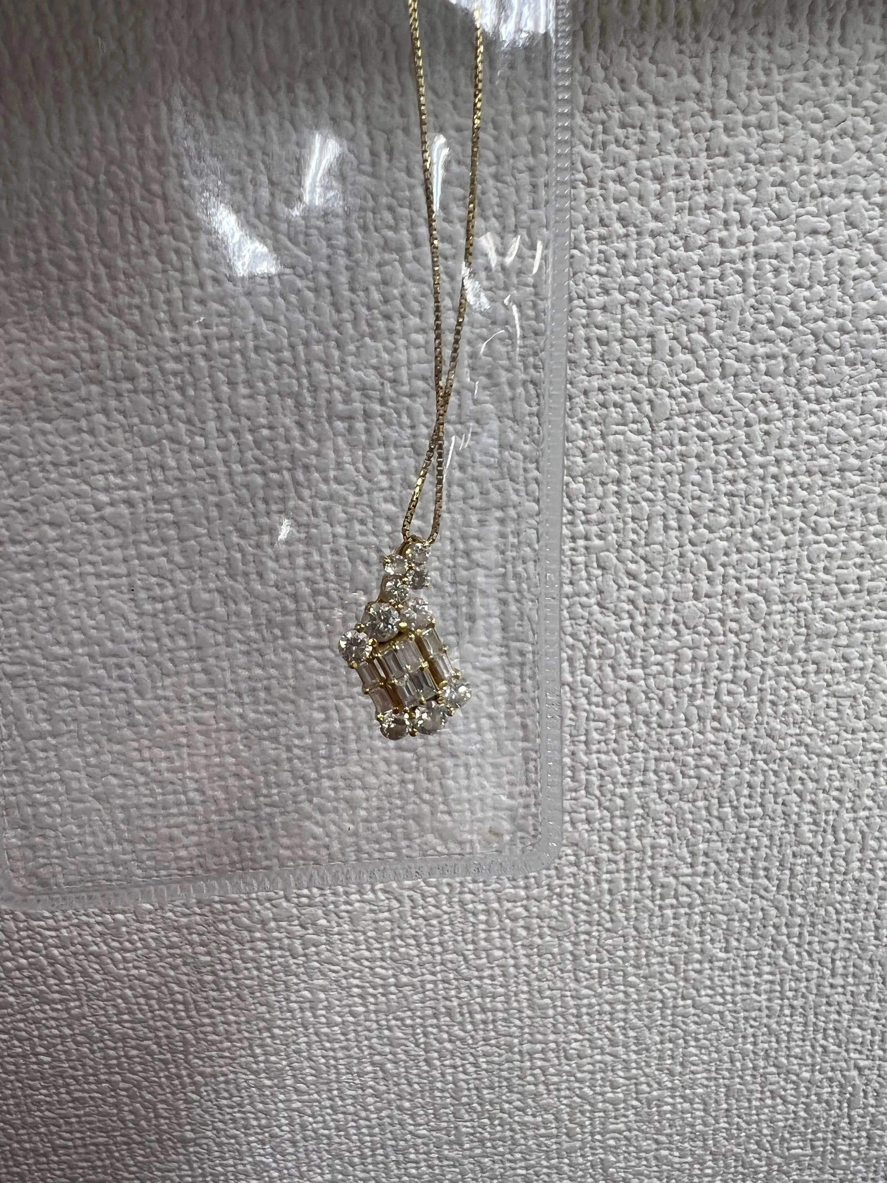 Framed Baguette Diamond Necklace 18K YG AE1588