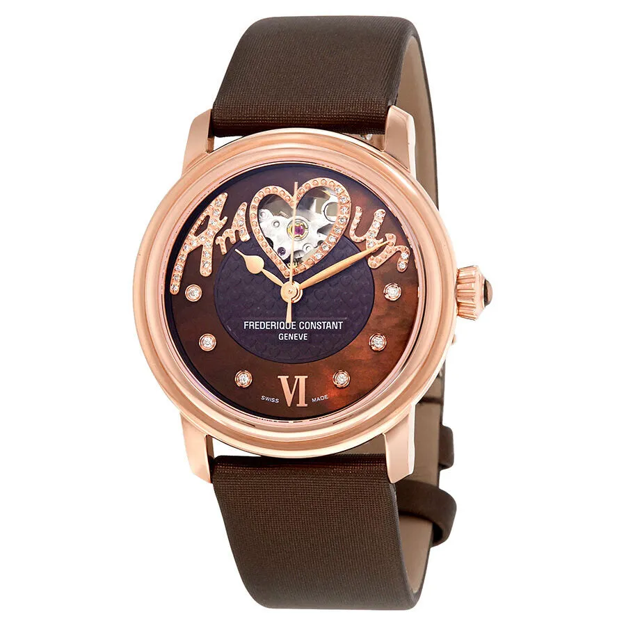 Frederique Constant Automatic Brown Dial Diamond Ladies Watch 310CSQ2P4 FC-310CSQ2P4