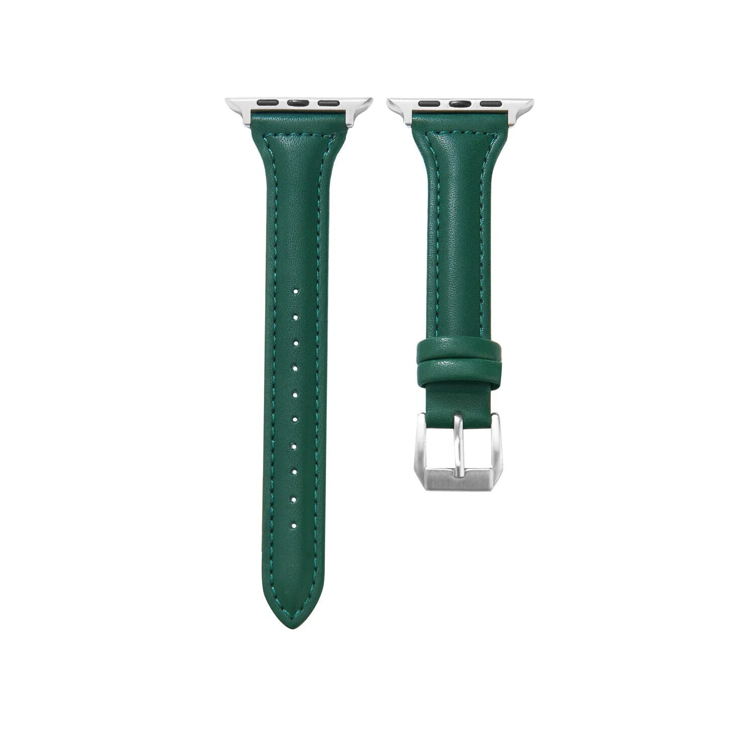 Green Slim Leather Apple Watch Strap