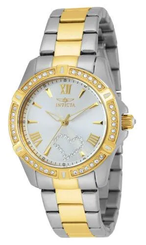 Invicta 21418 Women's Angel Crystal Accented Bezel Silver Tone Dial Two Tone Steel Watch