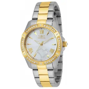 Invicta 21418 Women's Angel Crystal Accented Bezel Silver Tone Dial Two Tone Steel Watch