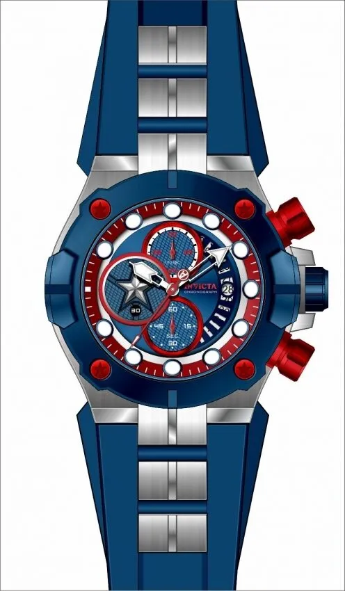 Invicta Marvel Captain America Chronograph Quartz Blue Dial Men's Watch 30313