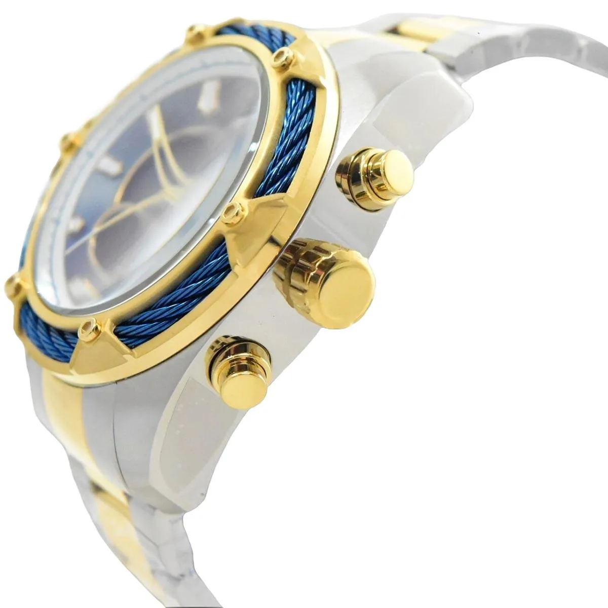 Invicta Men's Chronograph Watch - Bolt Blue and Silver Dial Two Tone Bracelet | 31473