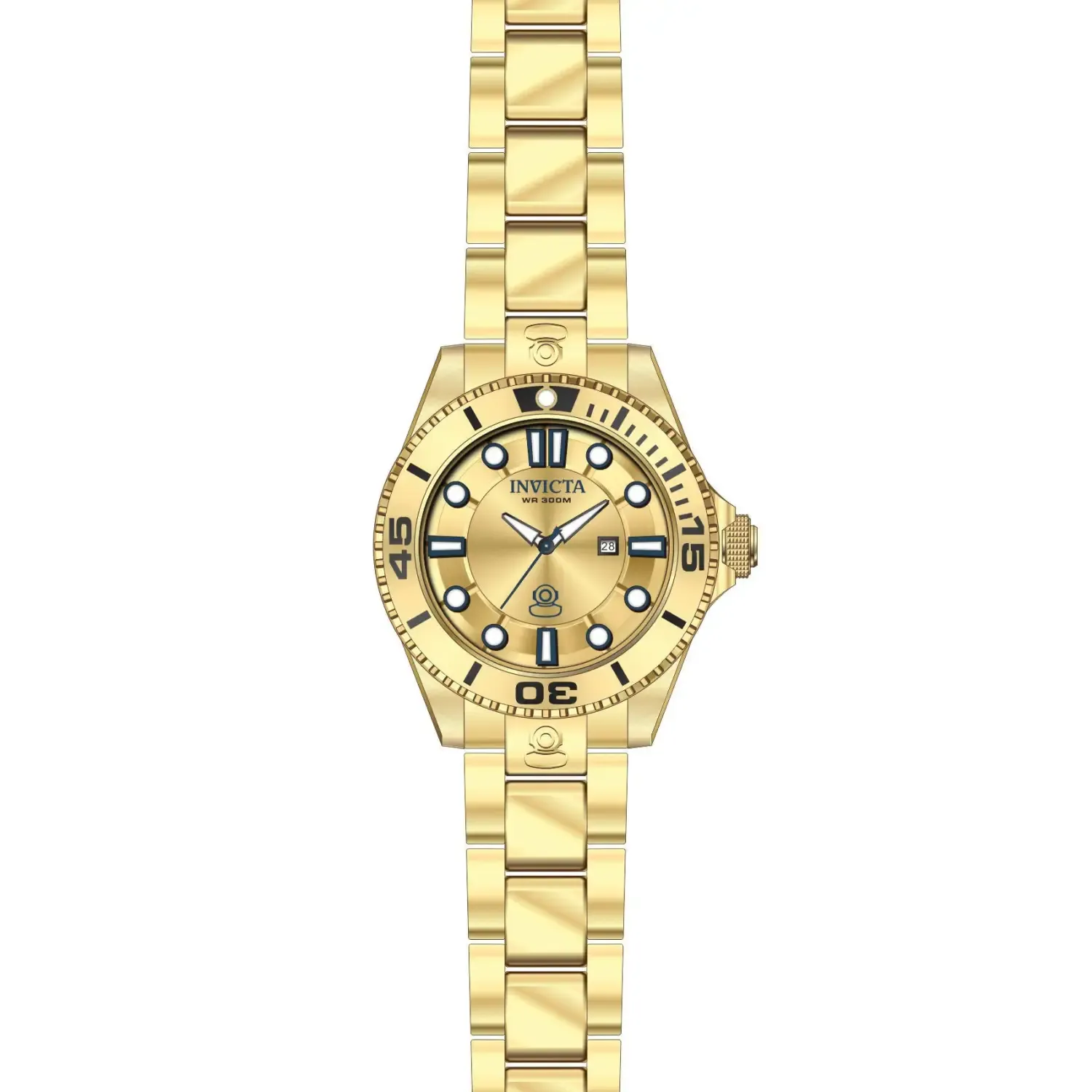 Invicta Women's Pro Diver 300m Quartz Gold Plated Stainless Steel Watch 19820