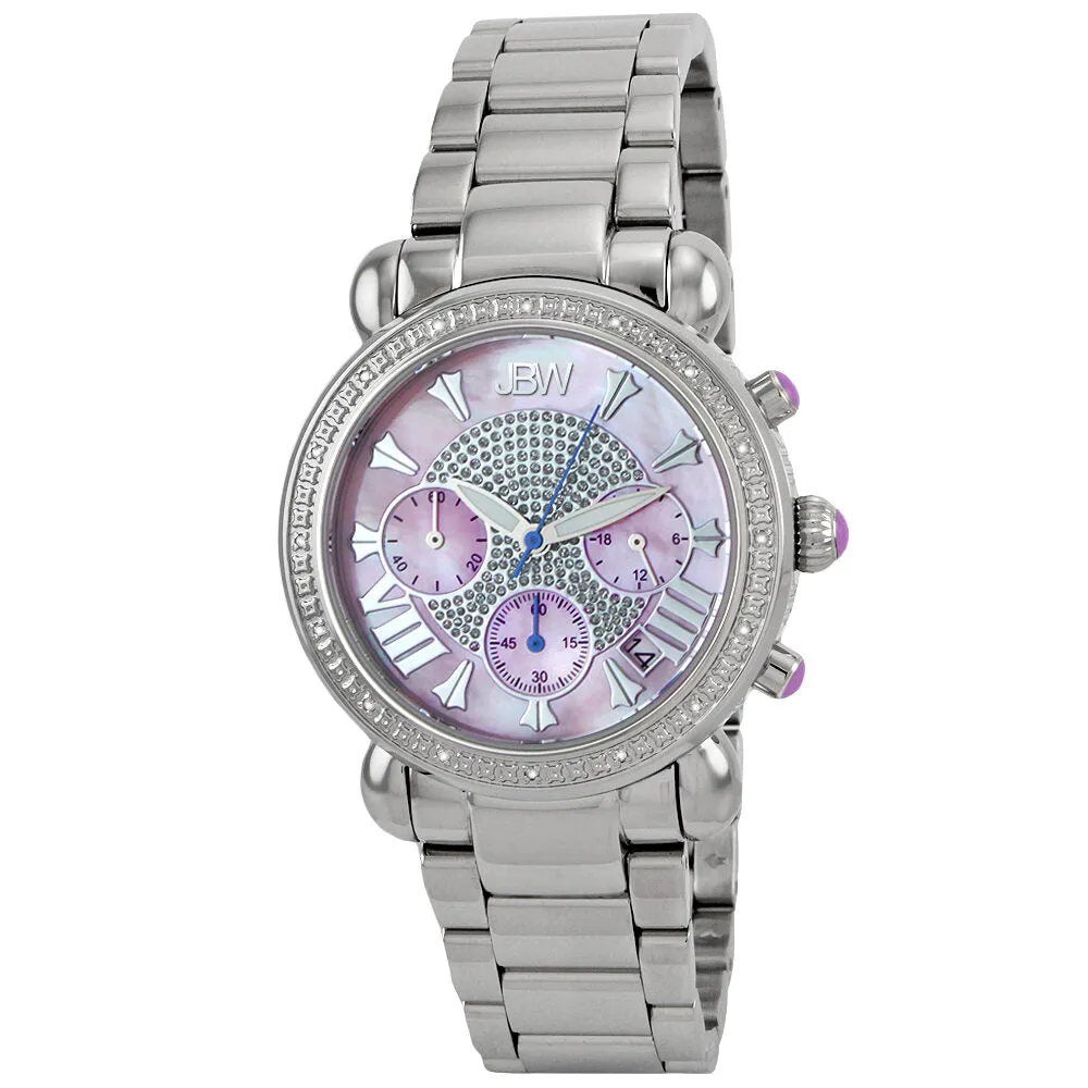 JBW Victory Pink Mother of Pearl Chronograph Dial Diamond Ladies Watch JB-6210-F