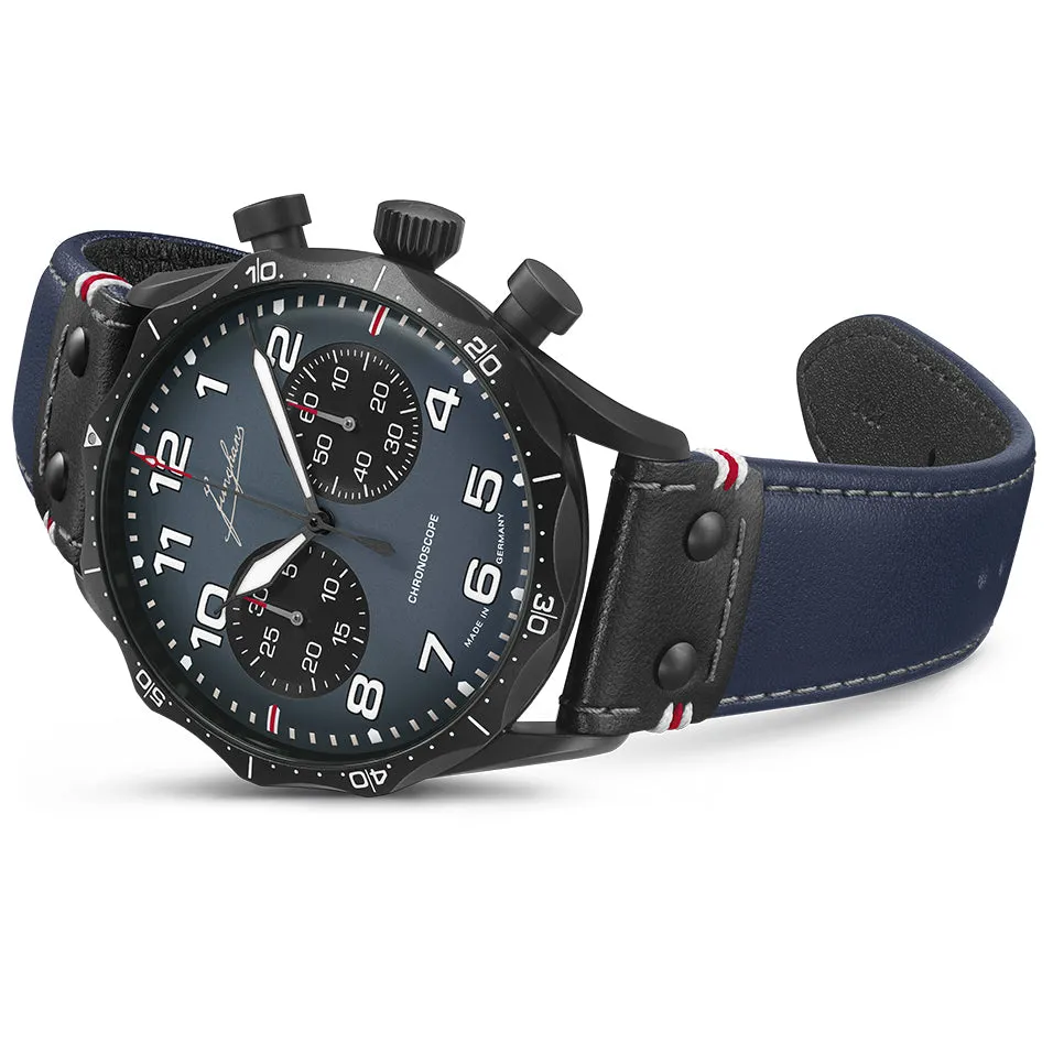 Junghans Meister Pilot Chronoscope Men's Navy Blue Watch 27/3396.00