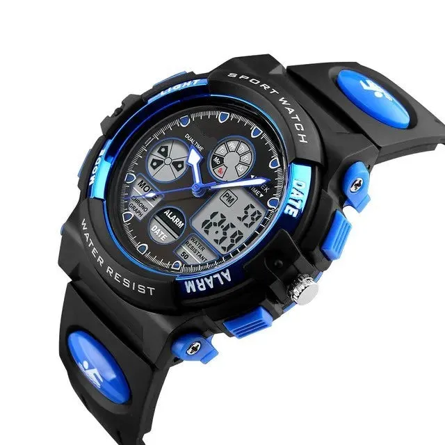 Kids Waterproof Analog Watch LED Multifunction