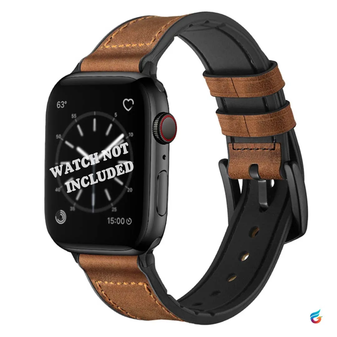 Leather & Soft Silicon Combine iWatch Strap for 42/44MM