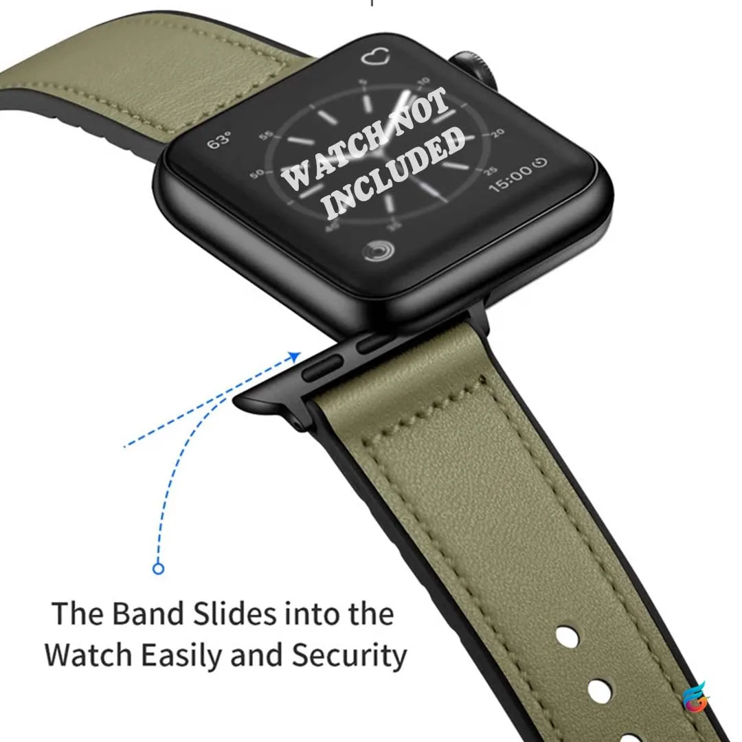 Leather & Soft Silicon Combine iWatch Strap for 42/44MM