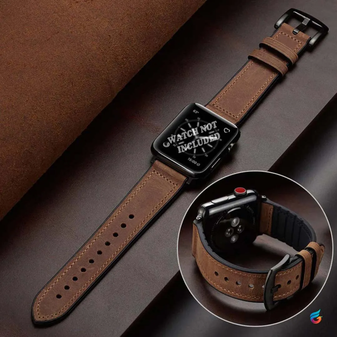 Leather & Soft Silicon Combine iWatch Strap for 42/44MM