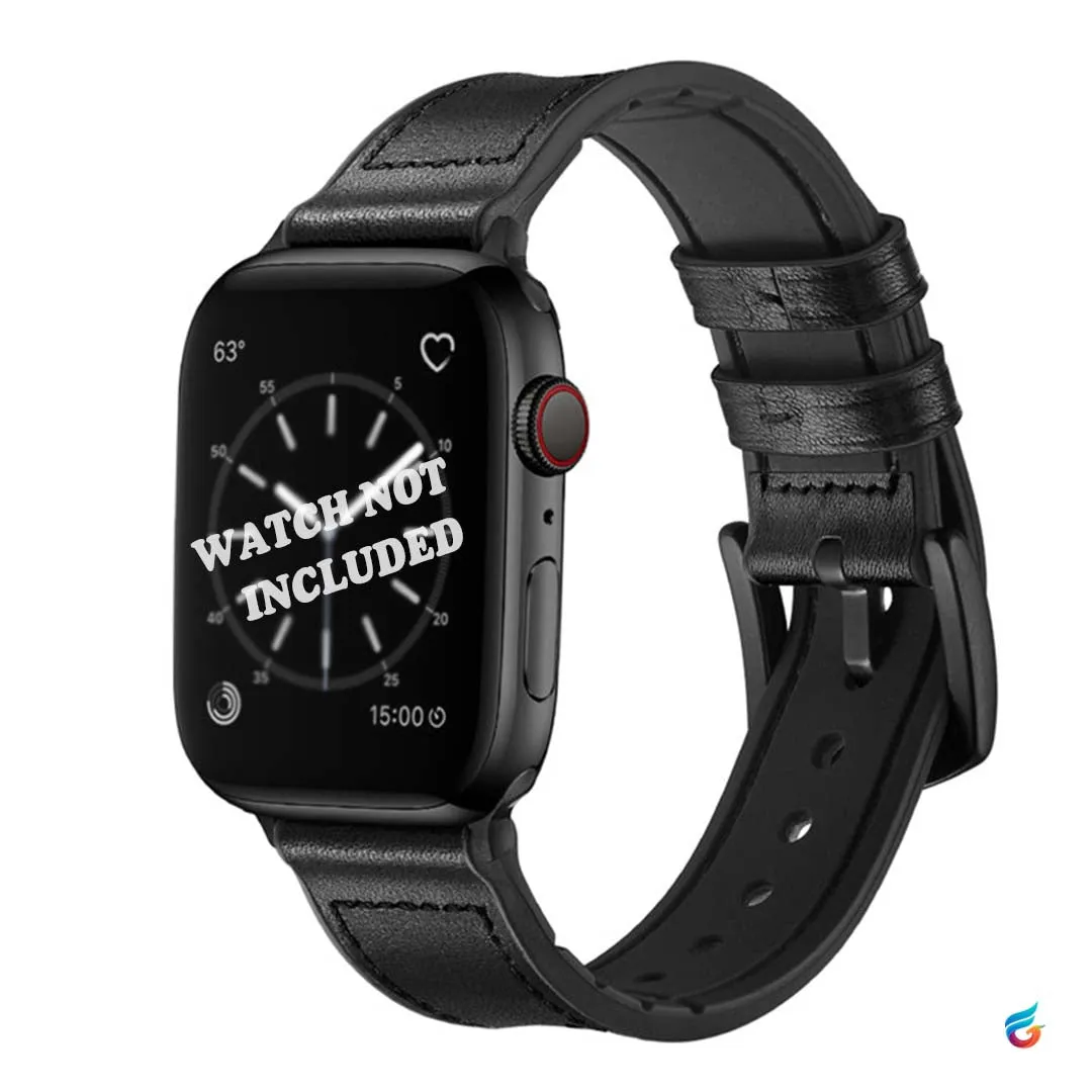 Leather & Soft Silicon Combine iWatch Strap for 42/44MM