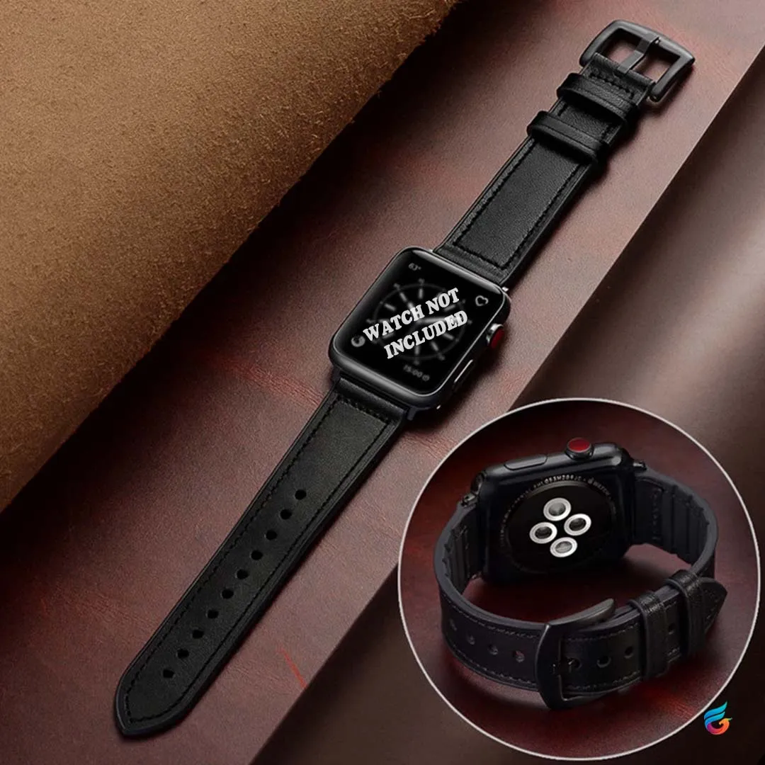 Leather & Soft Silicon Combine iWatch Strap for 45MM