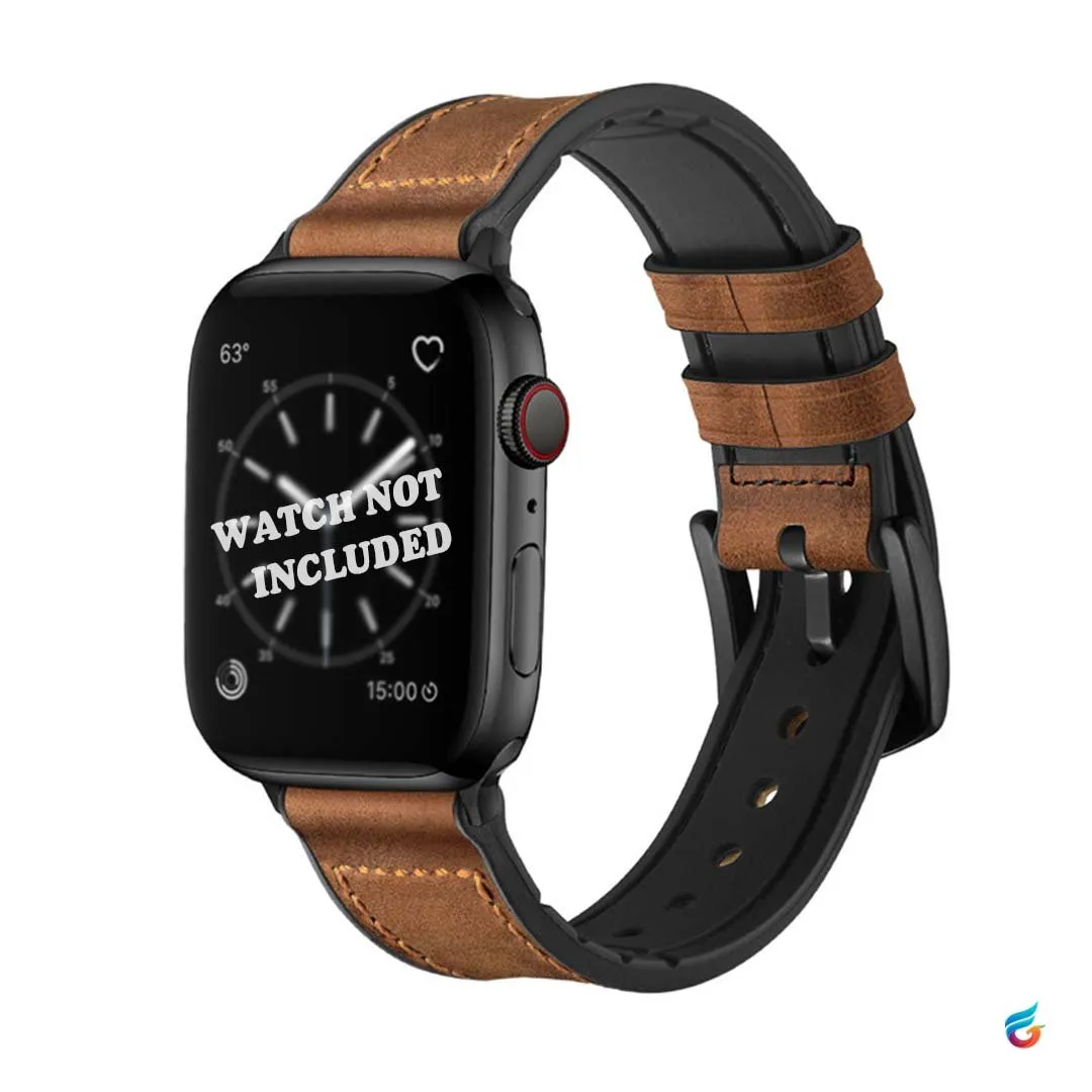 Leather & Soft Silicon Combine iWatch Strap for 45MM