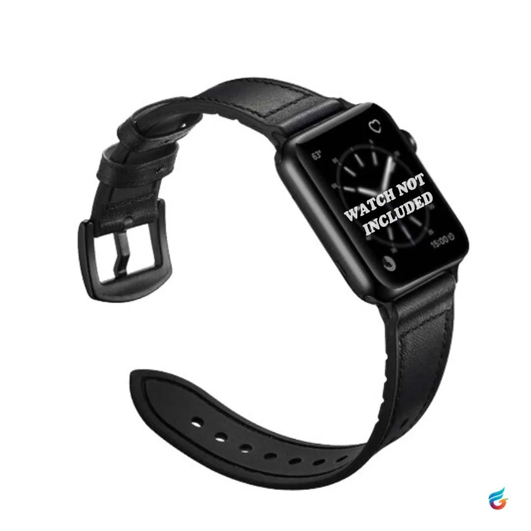 Leather & Soft Silicon Combine iWatch Strap for 45MM
