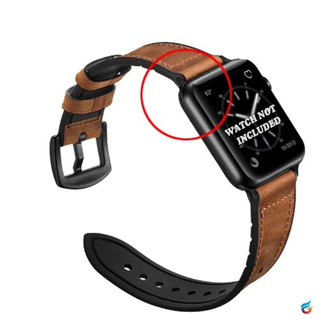 Leather & Soft Silicon Combine iWatch Strap for 45MM