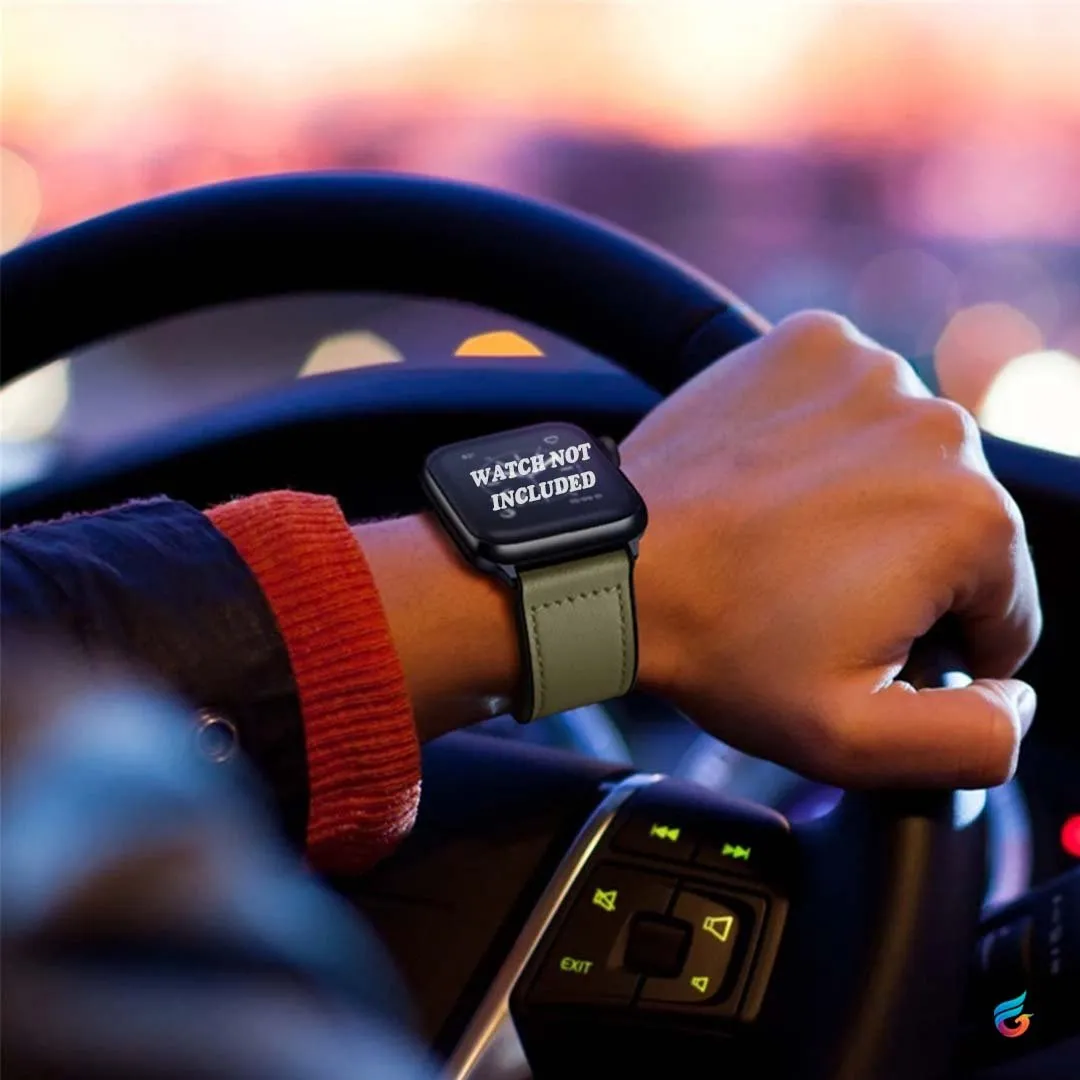 Leather & Soft Silicon Combine iWatch Strap for 45MM