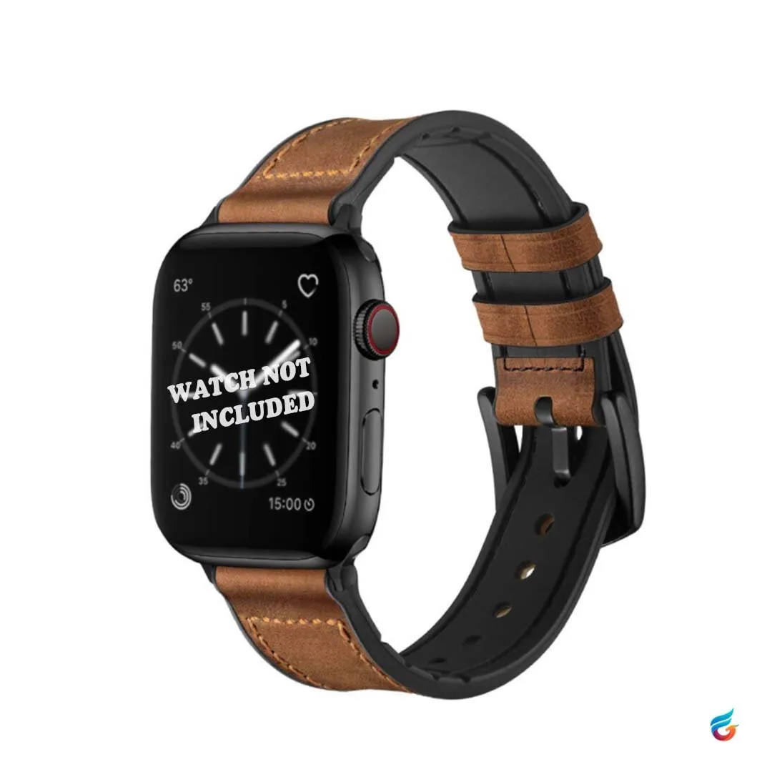 Leather & Soft Silicon Combine iWatch Strap for 45MM