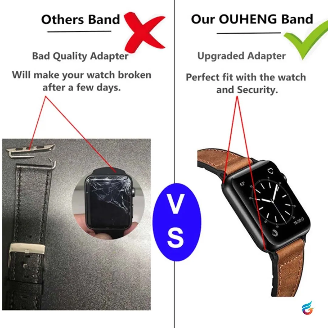 Leather & Soft Silicon Combine iWatch Strap for 45MM