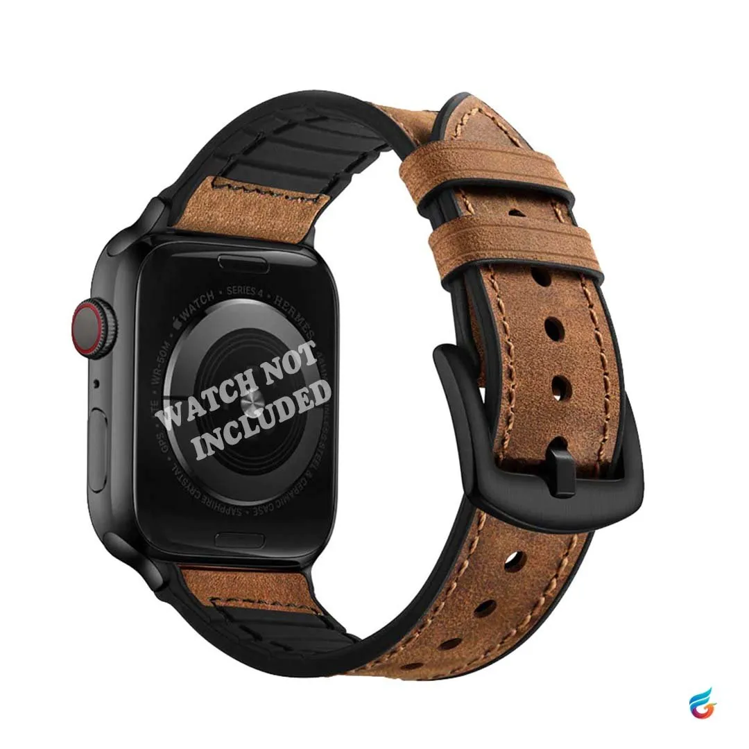 Leather & Soft Silicon Combine iWatch Strap for 45MM