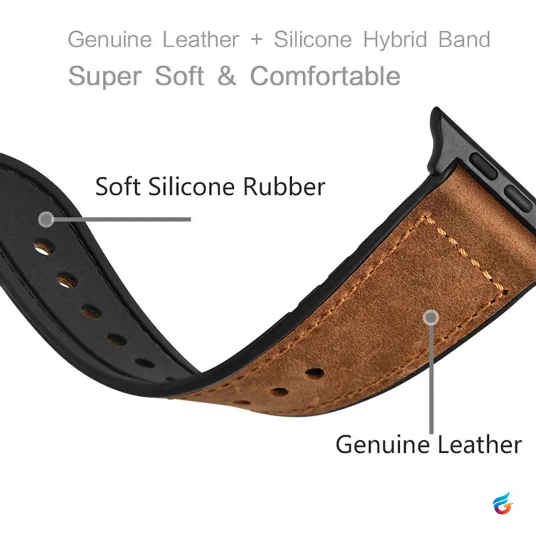 Leather & Soft Silicon Combine iWatch Strap for 45MM