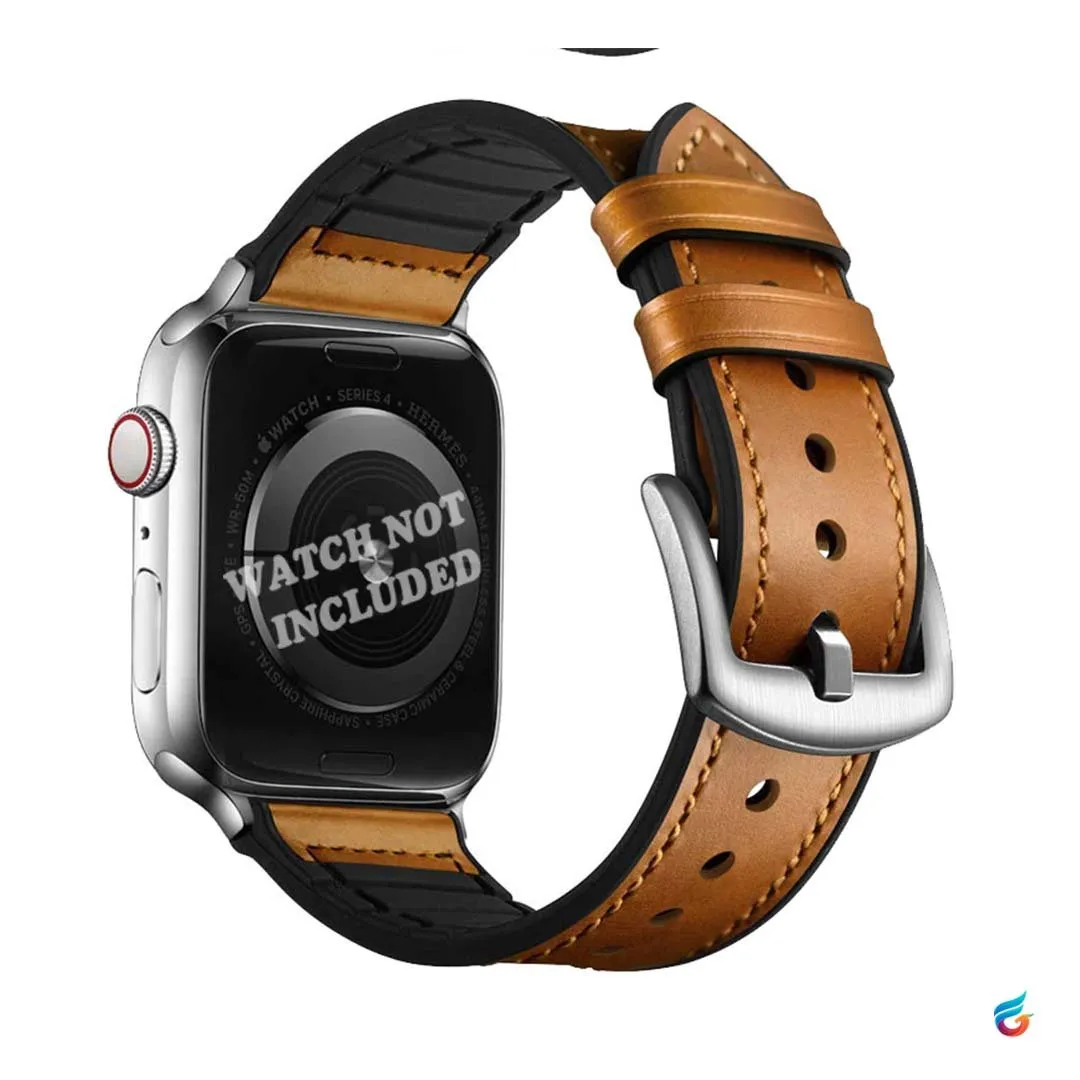 Leather & Soft Silicon Combine iWatch Strap for 45MM
