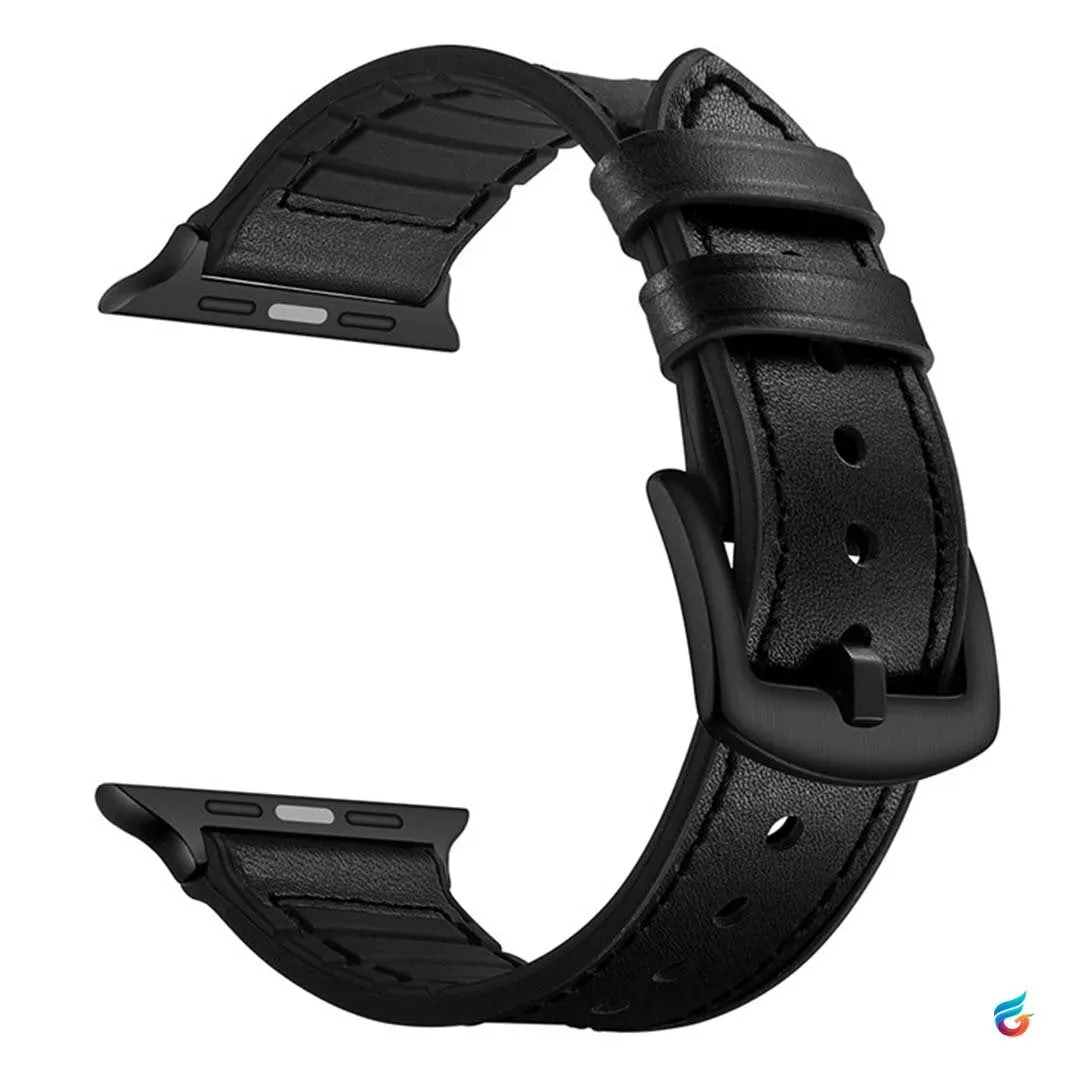 Leather & Soft Silicon Combine iWatch Strap for 45MM