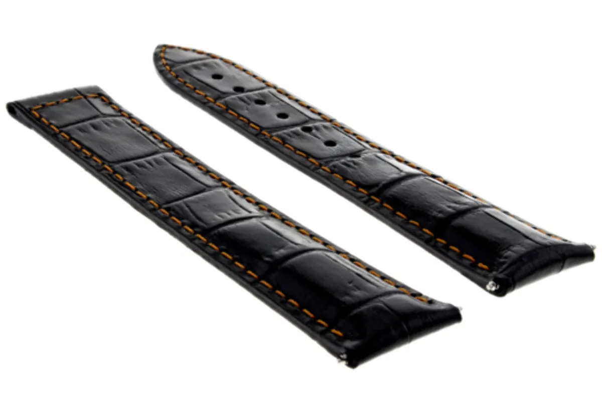 LEATHER STRAP WATCH BAND FOR 20/18MM OMEGA SEAMASTER PLANET OCEAN WATCH BLACK OS
