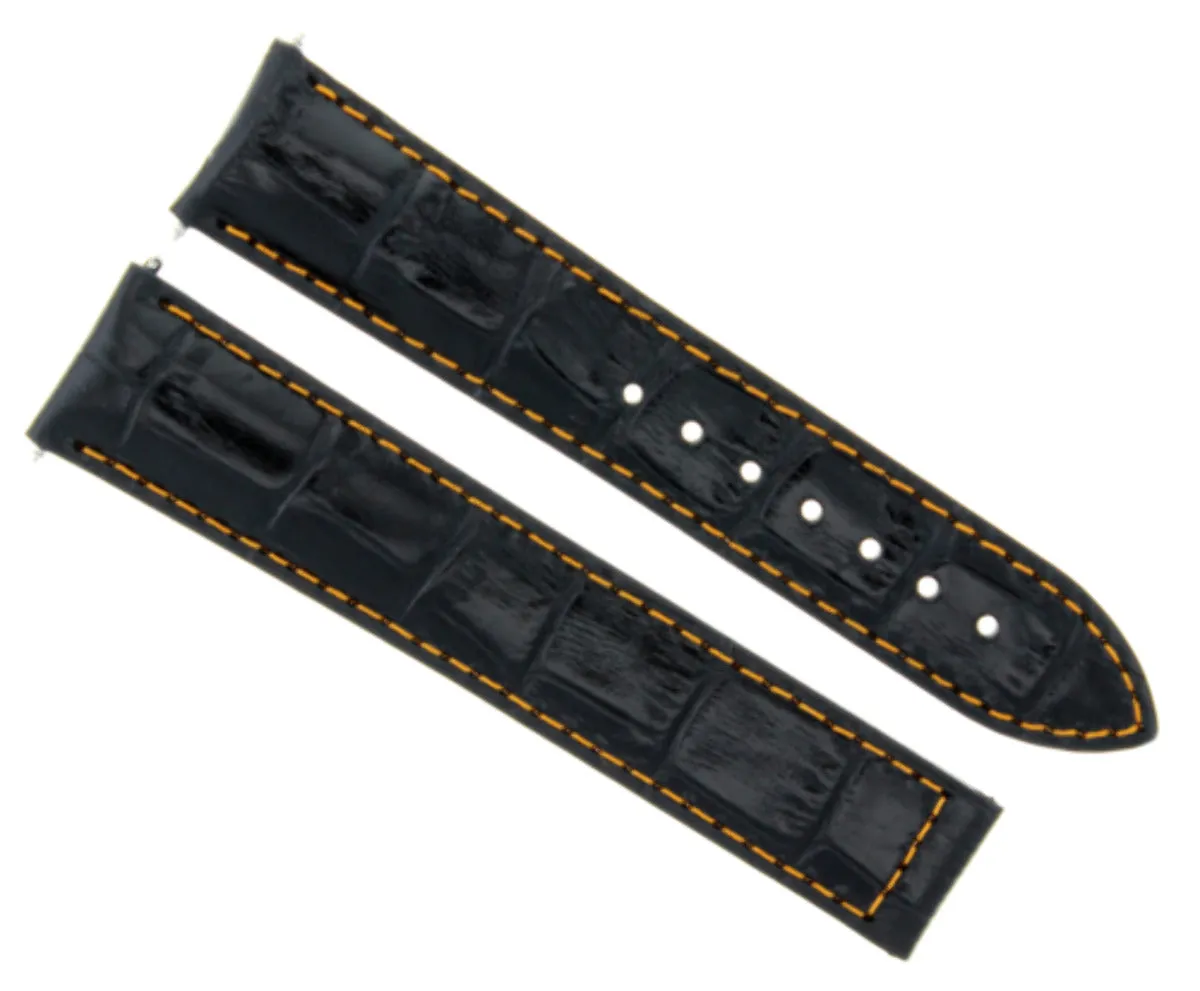 LEATHER STRAP WATCH BAND FOR 20/18MM OMEGA SEAMASTER PLANET OCEAN WATCH BLACK OS