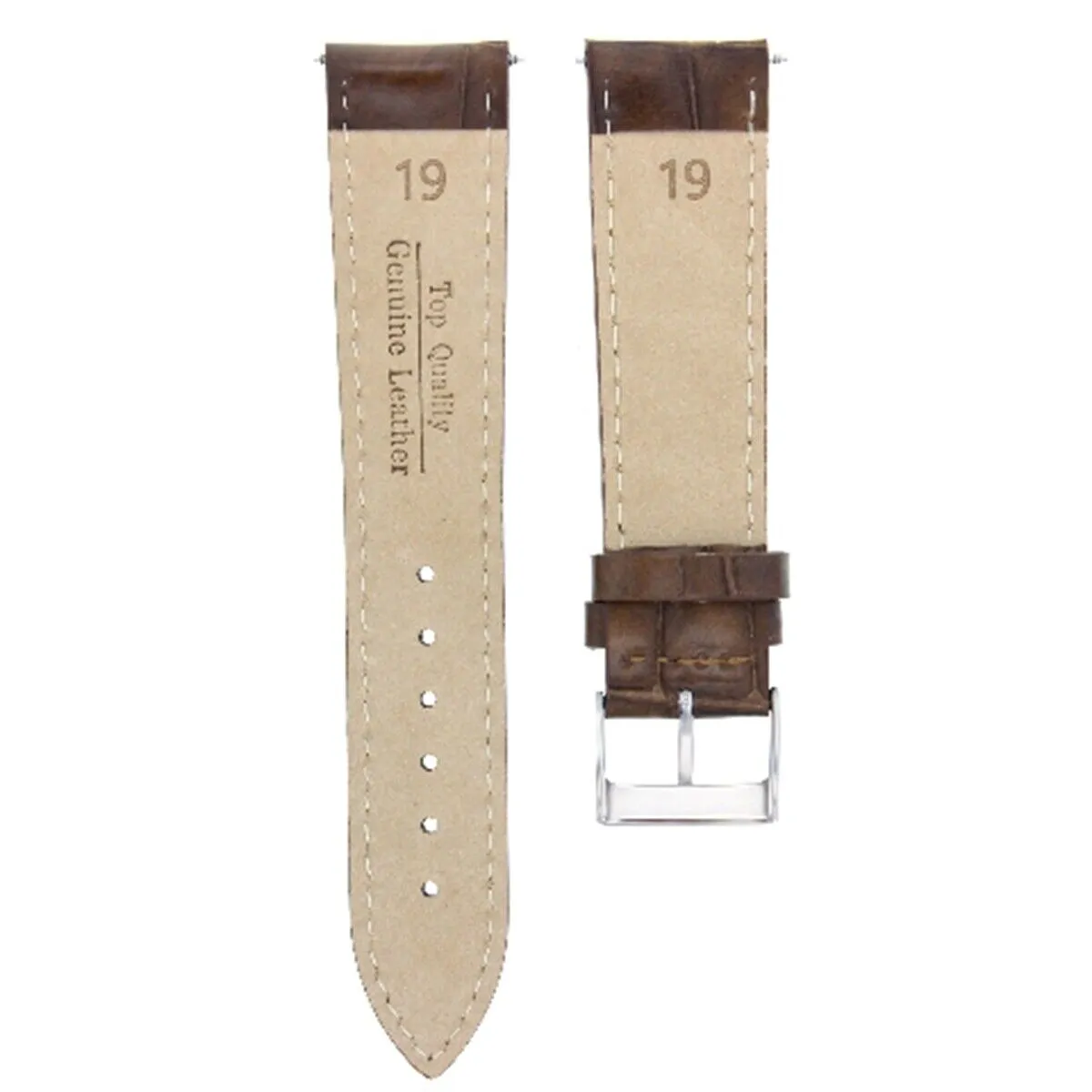 LEATHER WATCH BAND STRAP 19MM/16MM FOR MONTBLANC WATCH LIGHT BROWN  WHITE STITCH