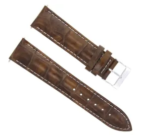 LEATHER WATCH BAND STRAP 19MM/16MM FOR MONTBLANC WATCH LIGHT BROWN  WHITE STITCH