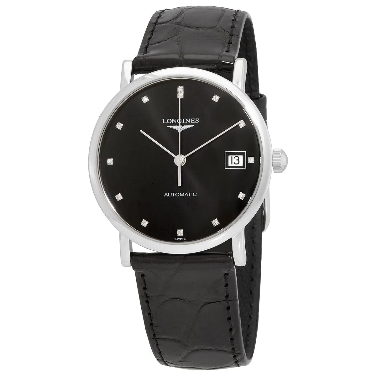 Longines Elegant Automatic Diamond Black Dial Ladies Watch L4.809.4.57.2