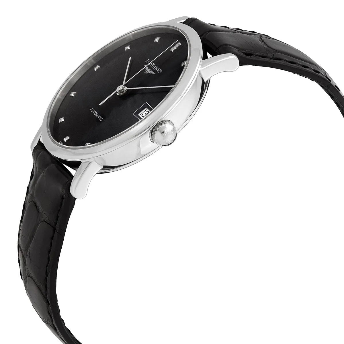 Longines Elegant Automatic Diamond Black Dial Ladies Watch L4.809.4.57.2