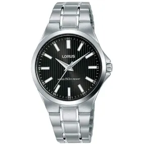Lorus Women's Analogue Watch with Stainless Steel Bracelet & Black Sunray Dial RG229PX9