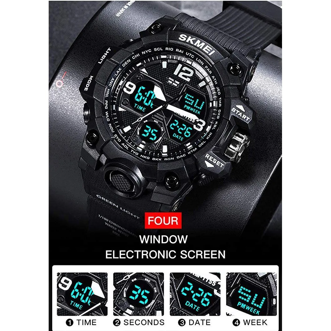 LYMFHCH Large Dual Dial Time Outdoor Army Wrist Watch Tactical