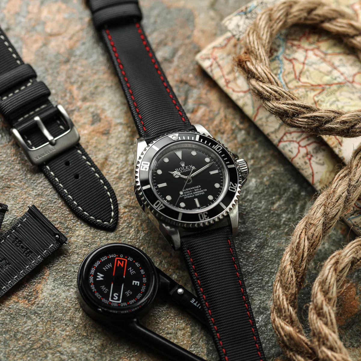 Mayday Regatta Sailcloth Divers Watch Strap - Crimson